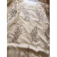 LUXURY BEIGE GOLD PEARL EID DESIGNER READY MADE SUIT 