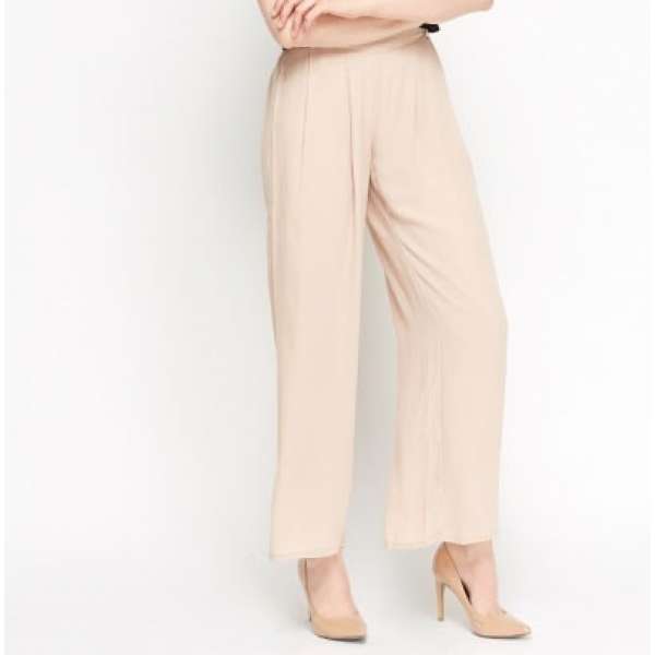 Nude Colour Wide Cropped Trousers