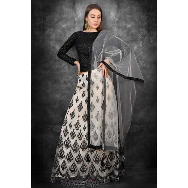 Black & White Indian Designer Lehenga