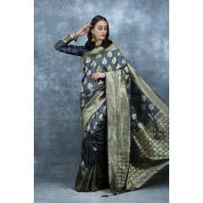 Grey Brocade Designer Party Wear Indian Saree