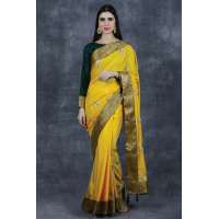 Yellow & Green Indian Wedding Saree Desi Bridal Designer Saree