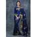 Navy Blue Readymade Saree Brocade Border Ethnic Indian Sari