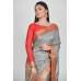 Grey & Orange Indian Wedding Wear Saree
