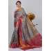 Grey & Magenta Indian Banarasi Silk Saree