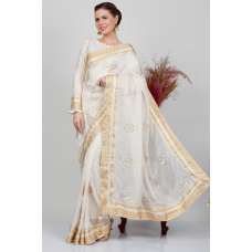 Cream Indian Designer Party Wear Saree