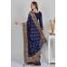 Navy Blue Embroidered Wedding Saree