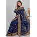 Navy Blue Embroidered Wedding Saree
