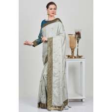 Steel Grey Saree Party Wear
