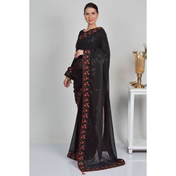 Black Shimmering Evening Wear Saree