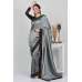 Grey Designer Saree With Black Blouse