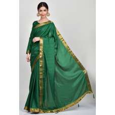 Dark Green Silk Plain Saree