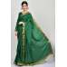Dark Green Silk Plain Saree