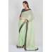 Gorgeous Pista Saree With Brocade Blouse