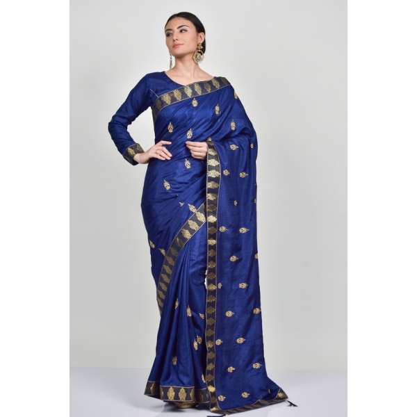 Navy Blue Designer Cocktail Saree