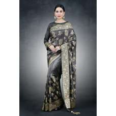 Dark Grey Vintage Wedding Saree