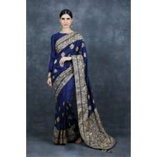 Navy Blue Indian Designer Party Wear Saree