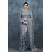 Dark Grey Heavy Embroidered Bridal Saree
