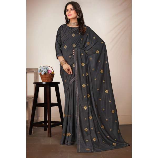 Dark Grey Indian Casual Saree
