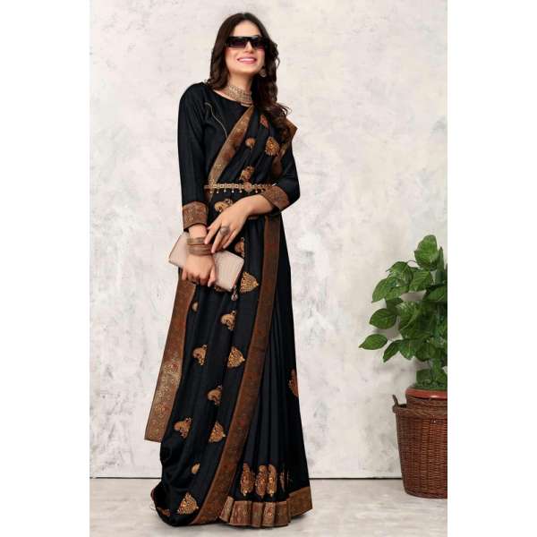Black Indian Designer Party Wear Saree