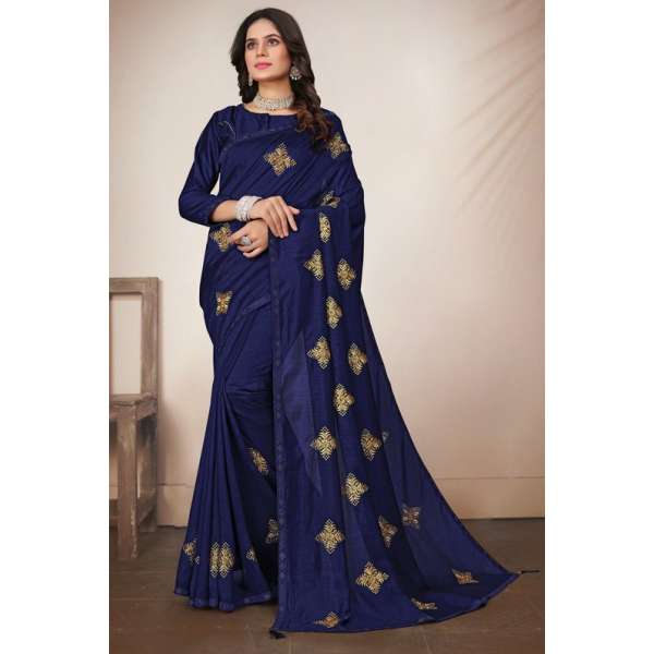 Navy Blue Traditional Indian Saree