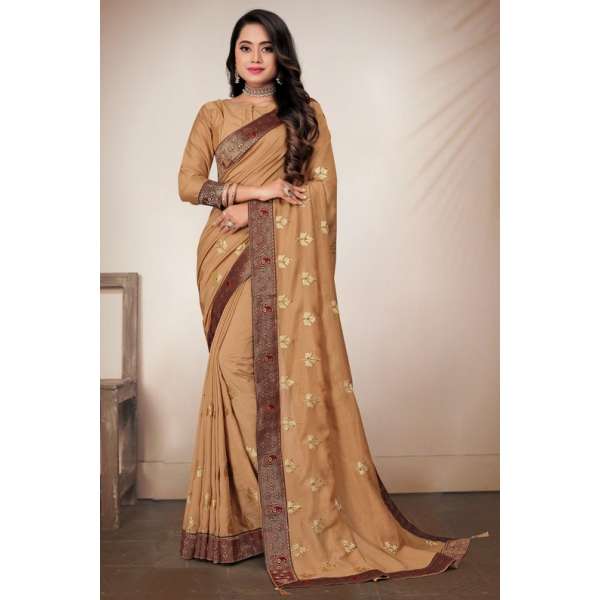 Dark Gold Indian Cocktail Saree