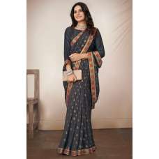 Grey Indian Designer Formal Saree