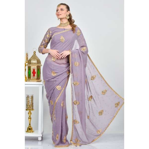 Deep Mauve Asian Designer Ethnic Saree