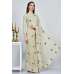 Beige Indian Designer Stitched Blouse Saree