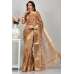 Brown Organza Printed Saree