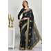 Dark Grey Indian Ethnic Evening Wear Saree