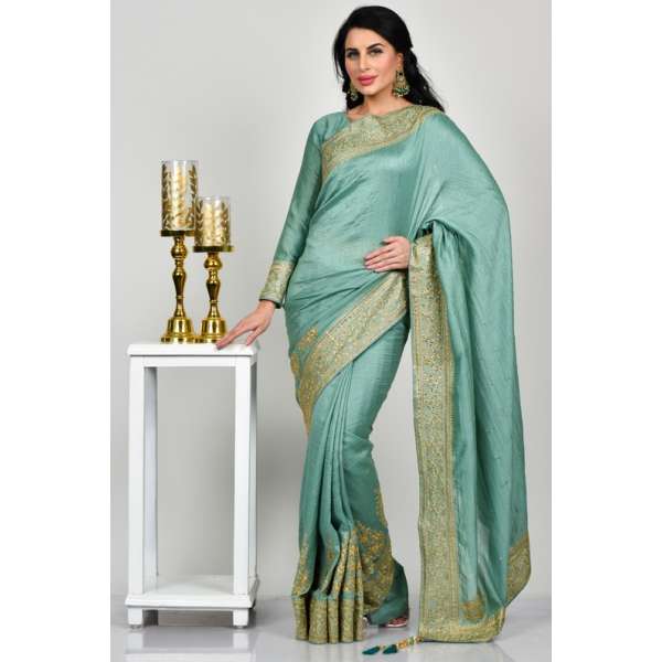 Mint Indian Party Wear Designer Saree