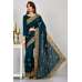Peacock Green Brocade Indian Party Saree