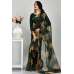 Dark Green Pakistani Designer Floral Printed Saree