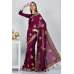 Plum Embroidered Ethnic Saree