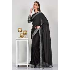 Dark Grey Designer Party Wear Saree