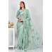Mint Green Floral Printed Summer Saree