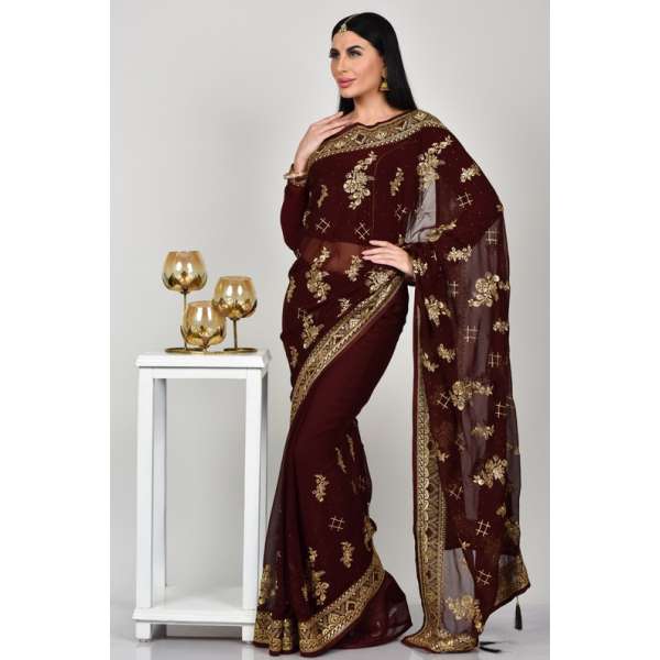 Dark Maroon South Indian Wedding Saree