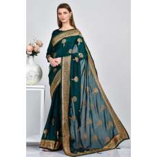 Emerald Green Fancy Embellished Saree