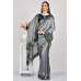 Grey Teal Blue Stitched Blouse Party Saree