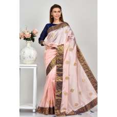Ice Pink Beautiful Zoya Silk Indian Saree