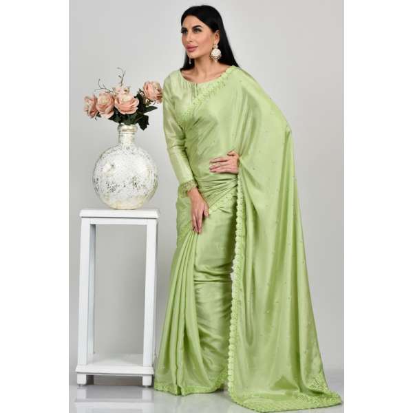 Pista Mehndi Mayoun Wedding Saree