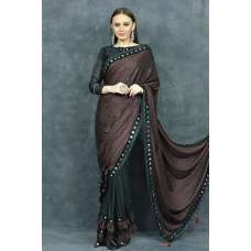 Black & Maroon Cocktail Night Evening Saree