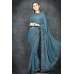 Mosaic Blue Georgette Readymade Floral Embroidered Saree