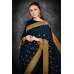 Peacock Blue & Gold Border Designer Party Wear Saree
