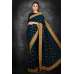 Peacock Blue & Gold Border Designer Party Wear Saree