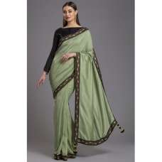 ZACS-47 BISCAY GREEN CLASSIC BLUE BROCADE GOLD MOTIF SAREE