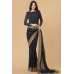 ZACS-715 BLACK GEORGETTE INDIAN READY MADE SAREE