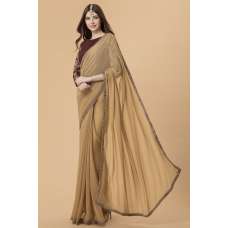 ZACS-709 BEIGE STYLISH SILK BLOUSE INDIAN EVENING WEAR SAREE