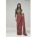 ROSE PINK DESIGNER SAREE WITH BLACK GOLD BROCADE BLOUSE