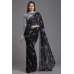 ZACS-561 BLACK AND GREY INDIAN FLORAL PRINTED EVENING WEAR SAREE